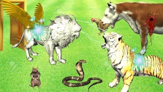 जादुई पंखों वाला शेर /Jaaduee pankhon vaala sher hathi gaay or baagh /Hindi moral story/3d animation