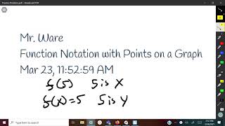 Function Notation with Points on a Graph