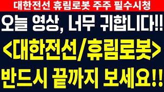 대한전선 휴림로봇 주주 필수시청 영상!! 오늘 영상 너무 귀합니다! 반드시 끝까지 보세요!!