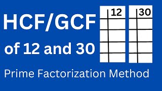 GCF/HCF of 12 and 30 l Prime Factorization method