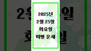 2025년 2월 25일 띠별 운세 | 오늘의 금전운💰 애정운❤️ 건강운 #2025년운세 #띠별운세 #오늘의운세 #오늘운세 #금전운 #애정운 #건강운