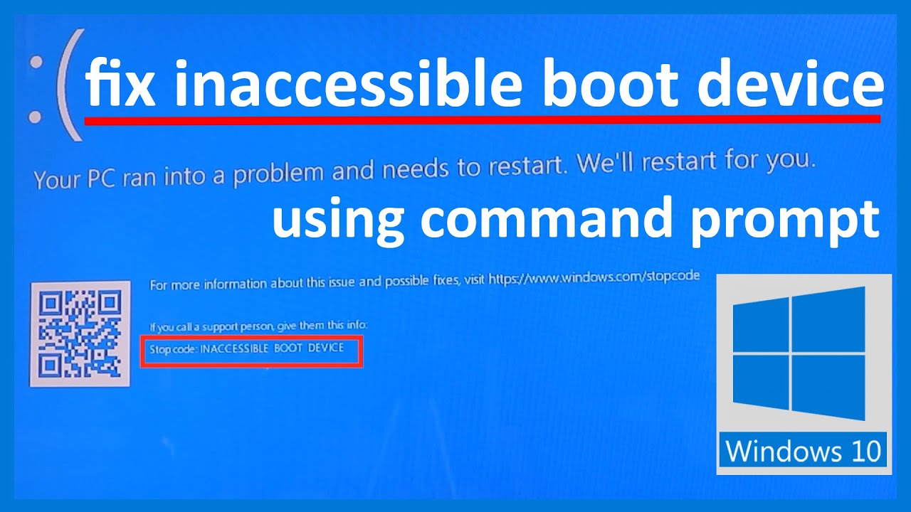 Fix Inaccessible Boot Device In Windows By Using Command Prompt - YouTube