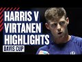 Highlights - Billy Harris's Debut v Otto Virtanen | Great Britain v Finland - Davis Cup 2024 | LTA