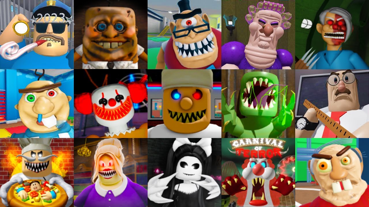 ALL JUMPSCARES From ALL SCARY OBBY Barry's Prison Run, Baby Bobby's ...