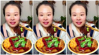 ASMR Eating Spicy Food Chinese, Eat Spicy Hot Pot Malatang Mukbang, Fried Eggs And Boiled Blood