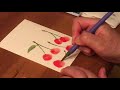 初心者・野菜＆果物シリーズ⑧💕【さくらんぼ🍒】水彩画・はがき絵 cherry watercolor beginner