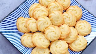 No Fail Crispy Butter Cookies without egg recipe,  easy to pipe｜黄油曲奇，纹路不消失，酥脆好吃零失败｜Lisa's Kitchen