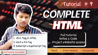 Hr , Mark & Pre , Subscript & Superscript Tag in HTML | Tutorials #9 | Complete HTML tutorials