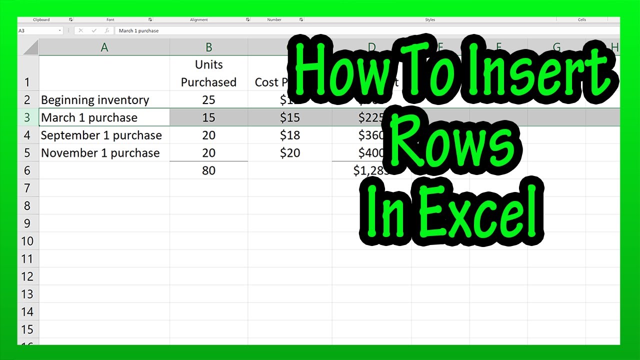 How To Insert (Add) A Row Or Multiple Rows In Excel Explained - YouTube