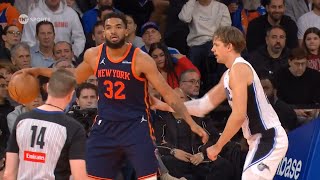 KAT stops mid-play to stare at ref for not calling foul then hits fadeaway 😂