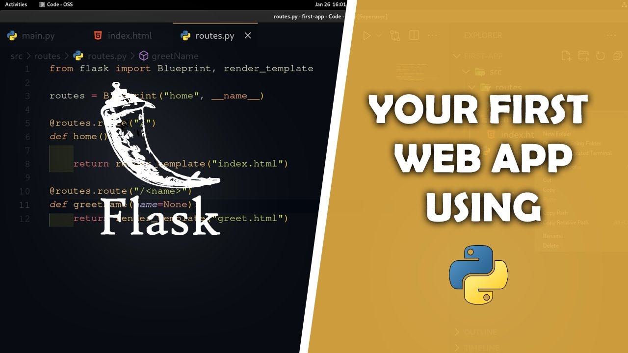 Make Your First Web Application With Flask In Python - YouTube