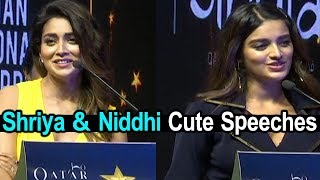 Nidhhi & Shriya Saran Cute Speech @Siima Short Film Awards 2019 || Siima Awards 2019 || SilverScreen