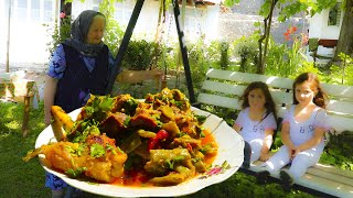 Lamb, fresh beans and appetizer in my grandmother's mountain house