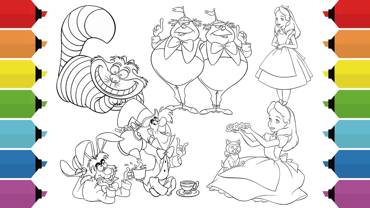 Alice In Wonderland Disney Coloring Pages Free Printable Alice In