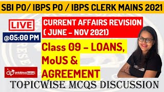 SBI PO/ IBPS CLERK/PO MAINS CURRENT AFFAIRS | Topicwise CA in MCQs | Loans, MoUs & Agreement