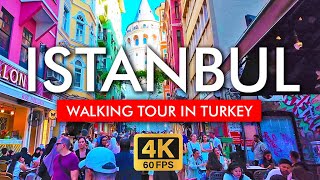 🇹🇷 Istanbul Walking Tour Turkey in 4K Video. Explore from the Istiklal Avenue to Galata Tower