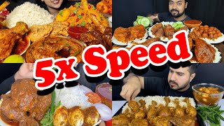 Mukbangers Eating Rice \u0026 Chicken Compilations 5x Speed! / 5x Speed mukbang videos