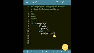 Python code to print pattern using nested loop #6
