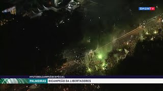 Pouso do avião e chegada do ônibus na Academia 🇮🇹🐷 Palmeiras campeão da Libertadores 2020 - SporTV