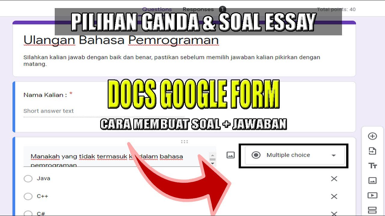 Cara Membuat Soal Pilihan Ganda Google Form Lengkap Dengan Kunci ...