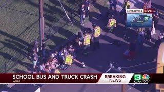 LiveCopter 3 shows crash involving school bus in Galt