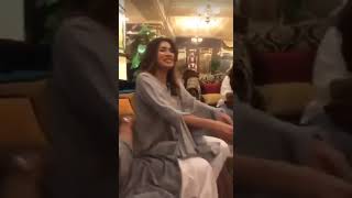 Pakistani Famous Drama Actress Mehwish Hayat and Actor Humayun Saeed Laughing at one thing.