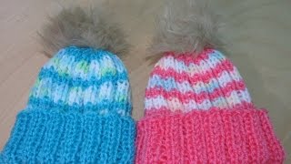 How to knit a newborn baby hat for beginners with straight needles