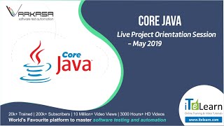 Core Java Live Project Orientation Session - May 2019