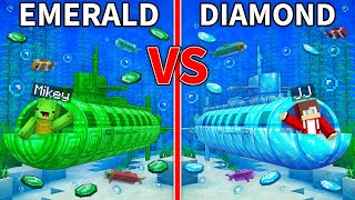 JJ's DIAMOND Submarine vs Mikey's EMERALD Submarine Build Battle in Minecraft -