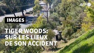 Scène de l'accident de la route de Tiger Woods en Californie | AFP Images