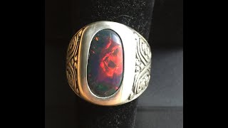 4.45ct Ethiopian Black Opal Ring - One of My Creations - US Size 9 - N2 Bodytone - Sterling Silver