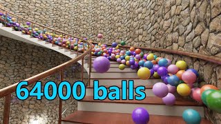 64000 Bouncy Balls vs Spiral Staircase | Blender molecular addon | Blender Cycles