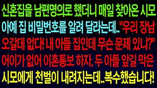 【실화사연】신혼집에 이혼한 시숙을 데려와 살겠다며 시모가 '내 아들 집인데 뭐 문제 있니?'라더라. 얼마 후 두 아들 앞길 막은 시모, 말년에 개고생하며 후회하더라.