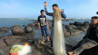 阿峰隨隨便便來趕個海，浮潛下網搞大魚，結果太意外了！ 【探海漁人】