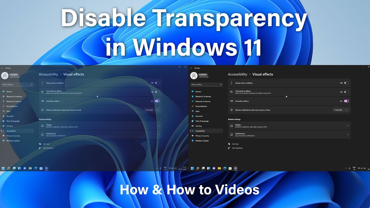 How To Disable Transparency In Windows 11 | How To Turn Off ...