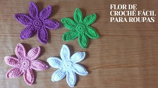 FLOR DE CROCHÊ FÁCIL PARA ROUPAS