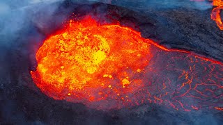 ICELAND VOLCANO ERUPTION - RELAXING FLYOVER - CINEMATIC AERIAL VIEW - August, 2021