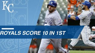 Royals score 10 runs in the 1st inning vs. the O's