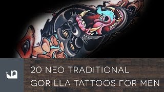 20 Neo Traditional Gorilla Tattoos For Men