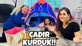 EVİN İÇİNDE ÇADIRDA 24 SAAT GEÇİRMEK!! (SON ÇIKAN KAZANIR) aslı ca