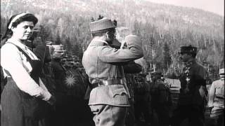 Review of the Austrian troops by Emperor Karl I of Austria-Hungary along a mounta...HD Stock Footage