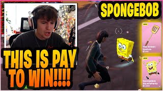 CLIX Uses NEW Golden Spatula PICKAXE & REACTS To SPONGEBOB In FORTNITE!