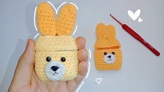 airpod cover ထိုးနည်း(crochet airpod rabbit cover)ဆူပုတ်ပုတ်နဲ့😆