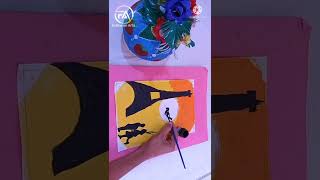 DIY Eiffel tower painting with easy poster colors| painting for Beginners. | Follow On Arts.