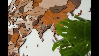 3D Wooden World Map-Living Room Wall Decor-Wood Travel Map-Anniversary Gift