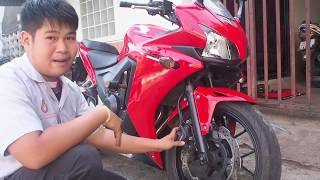 การเปลี่ยนผ้าเบรคหน้าและหลัง Honda CBR500 R ค.อ.บ.วิศวกรรมเครื่องกล ราชมงคลขอนแก่น