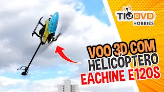 VOANDO COM MICRO HELICOPTERO DE CONTROLE REMOTO EACHINE E120S MUITO FORTE BRUSHLESS DIRECT DRIVE