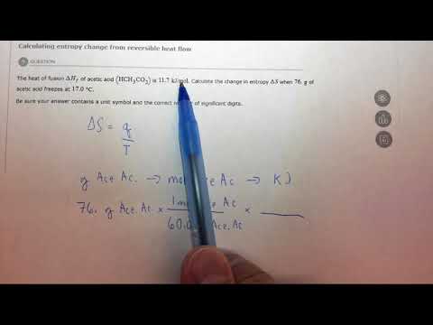 18.1a Calculating entropy change from reversible heat flow 18.1a Calculating entropy change from reversible heat flow