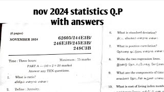 nov 2024 b.com/b.sc statistics q.p with answers