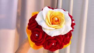 Handheld  Bridal  Crochet Flower Bouquet#gift #crocheted #wedding